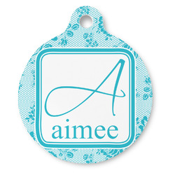 Lace Round Pet ID Tag - Large (Personalized)