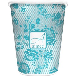 Lace Waste Basket - Double Sided (White) (Personalized)