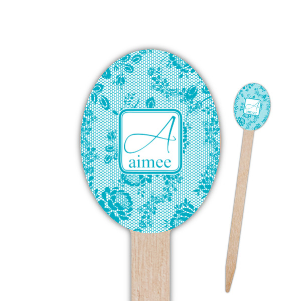 Custom Lace Oval Wooden Food Picks - Single Sided (Personalized)