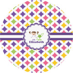 Girls Astronaut Multipurpose Round Labels - 3" (Personalized)