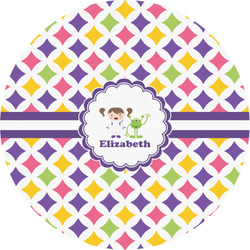 Girls Astronaut Multipurpose Round Labels - 3" (Personalized)