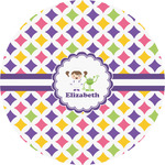 Girls Astronaut Multipurpose Round Labels - 5" (Personalized)