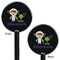 Girls Astronaut Black Plastic 5.5" Stir Stick - Double Sided - Round - Front & Back