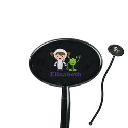 Girls Astronaut 7" Oval Plastic Stir Sticks - Black - Double Sided (Personalized)