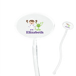 Girls Astronaut 7" Oval Plastic Stir Sticks - Clear (Personalized)