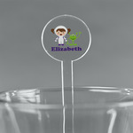 Girls Astronaut 7" Round Plastic Stir Sticks - Clear (Personalized)