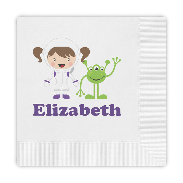 Custom Girls Astronaut Embossed Decorative Napkins (Personalized)