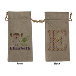 Girls Astronaut Large Burlap Gift Bag - Front & Back (Personalized)