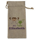 Girls Astronaut Large Burlap Gift Bag - Front (Personalized)