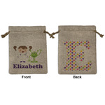 Girls Astronaut Medium Burlap Gift Bag - Front & Back (Personalized)