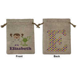 Girls Astronaut Medium Burlap Gift Bag - Front & Back (Personalized)