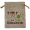 Girls Astronaut Medium Burlap Gift Bag - Front