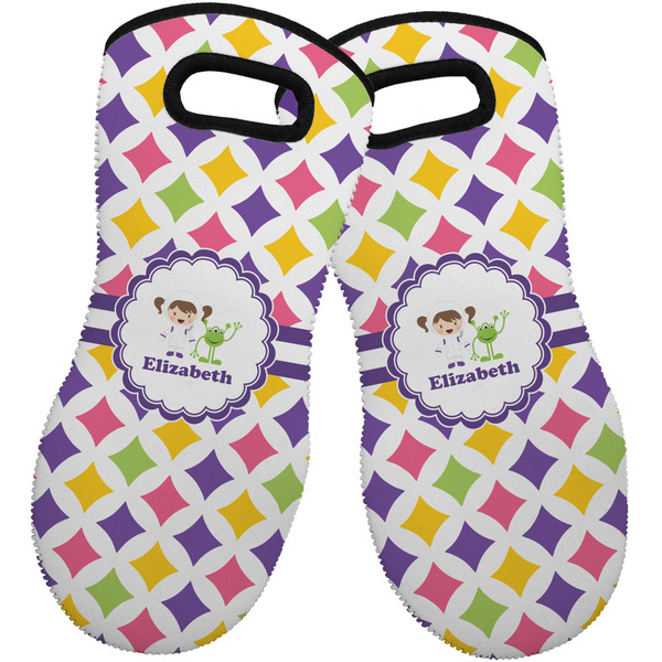 Custom Girls Astronaut Neoprene Oven Mitts - Set of 2 w/ Name or Text