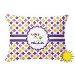 Girls Astronaut Outdoor Throw Pillow (Rectangular) (Personalized)