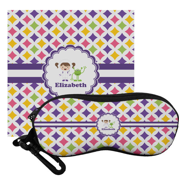 Custom Girls Astronaut Eyeglass Case & Cloth (Personalized)