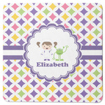 Girls Astronaut Square Rubber Backed Coaster (Personalized)