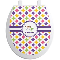 Girls Astronaut Toilet Seat Decal - Round (Personalized)