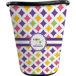 Girls Astronaut Waste Basket - Single Sided (Black) (Personalized)