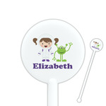 Girls Astronaut 5.5" Round Plastic Stir Sticks - White - Double Sided (Personalized)