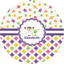 Girl's Space & Geometric Print Multipurpose Round Labels - 1" (Personalized)