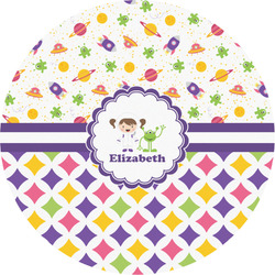 Girl's Space & Geometric Print Multipurpose Round Labels - 2" (Personalized)