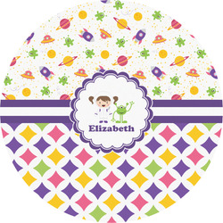 Girl's Space & Geometric Print Multipurpose Round Labels - 5" (Personalized)