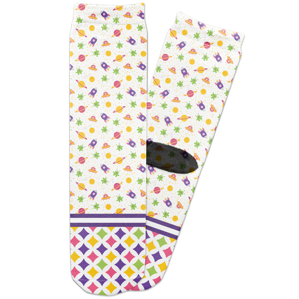 Custom Girl's Space & Geometric Print Adult Crew Socks