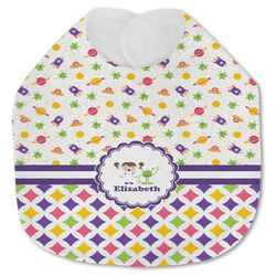 Girl's Space & Geometric Print Jersey Knit Baby Bib w/ Name or Text