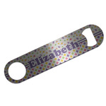 Girl's Space & Geometric Print Bar Bottle Opener - Silver w/ Name or Text