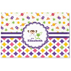 Girl's Space & Geometric Print Woven Mat (Personalized)