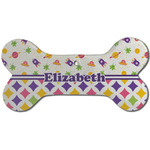 Girl's Space & Geometric Print Ceramic Dog Ornament - Front w/ Name or Text