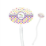 Girl's Space & Geometric Print 7" Oval Plastic Stir Sticks - Clear (Personalized)