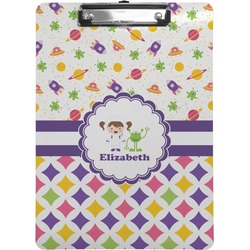 Girl's Space & Geometric Print Clipboard (Letter Size) (Personalized)