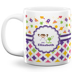 Girl's Space & Geometric Print 20 Oz Coffee Mug - White (Personalized)