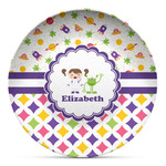 Girl's Space & Geometric Print Microwave Safe Plastic Plate - Composite Polymer (Personalized)