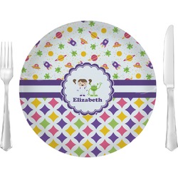Girl's Space & Geometric Print 10" Glass Lunch / Dinner Plates - Single or Set (Personalized)