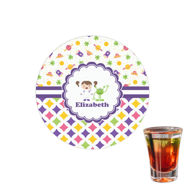 Custom Girl's Space & Geometric Print Printed Drink Topper - 1.5" (Personalized)