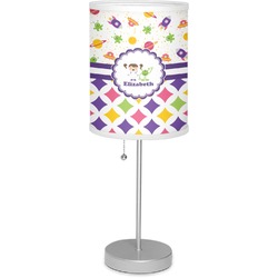 Girl's Space & Geometric Print 7" Drum Lamp with Shade (Personalized)