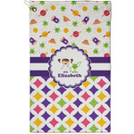 Girl's Space & Geometric Print Golf Towel - Poly-Cotton Blend - Small w/ Name or Text