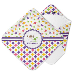 Girl's Space & Geometric Print Hooded Baby Towel (Personalized)