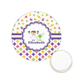 Girl's Space & Geometric Print Printed Cookie Topper - 1.25" (Personalized)