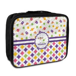 Girl's Space & Geometric Print Insulated Lunch Bag (Personalized)