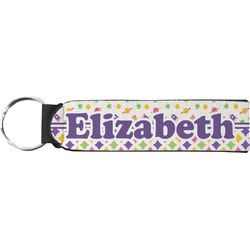 Girl's Space & Geometric Print Neoprene Keychain Fob (Personalized)