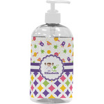 Girl's Space & Geometric Print Plastic Soap / Lotion Dispenser (16 oz - Large - White) (Personalized)