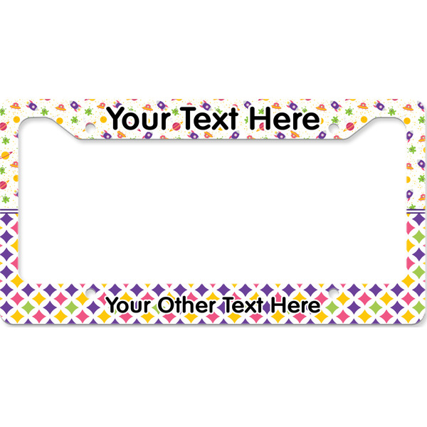 Custom Girl's Space & Geometric Print License Plate Frame - Style B (Personalized)