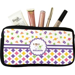 Girl's Space & Geometric Print Makeup / Cosmetic Bag - Small (Personalized)