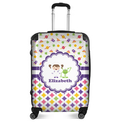 Girl's Space & Geometric Print Suitcase - 24" Medium - Checked (Personalized)