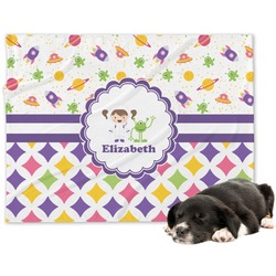 Girl's Space & Geometric Print Dog Blanket (Personalized)