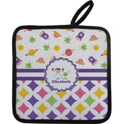 Girl's Space & Geometric Print Pot Holder w/ Name or Text