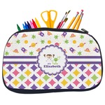 Girl's Space & Geometric Print Neoprene Pencil Case - Medium w/ Name or Text